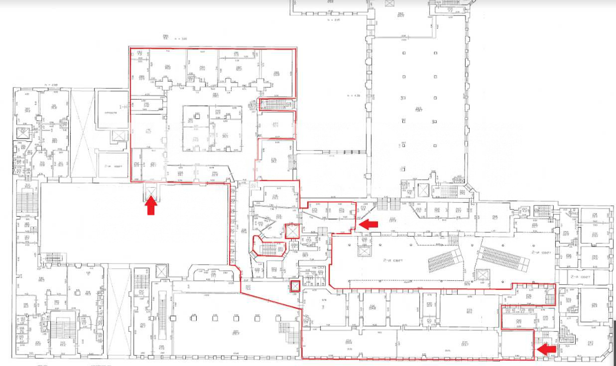 Планировка офиса 1597.9 м², 2 этаж, БЦ «Остров»